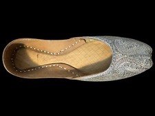 Pakistani Ethnic Traditional Women Khussa Flat Shoes With Tilla Work US 8