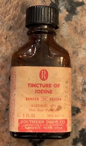 1960’s Tinture Of Iodine “poison” 1 Oz. Empty