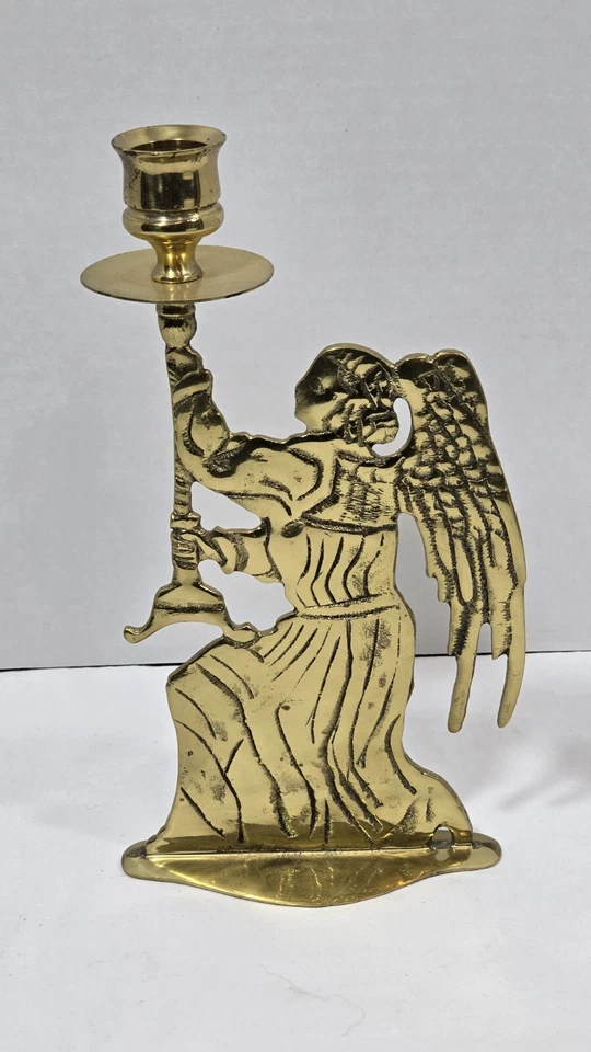 Candelabro DE COLECCIÓN Doble Cara LATÓN MACIZO Ángel de Navidad Foto 3 de 4