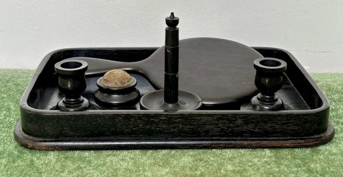 Antique Ebony Dressing Table Set with Tray - Made in England