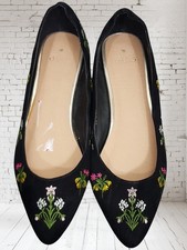 New Oasis Floral Embroidered Pumps Ballet Shoes Size 38 UK 5