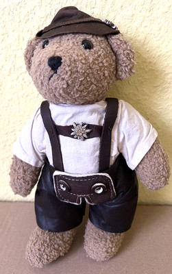 Vintage Trachten Teddybär mit Lederhose + Trachtenhut + Edelweiß 25 cm