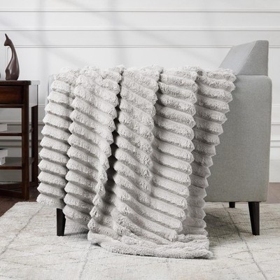 Jumbo Plush Ribbed Twin Extra Long College Dorm Bed Blanket - Super Soft, Flu...