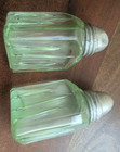 VTG Uranium Green Depression Glass Salt & Pepper Shakers w/Tray Stand — photo 10