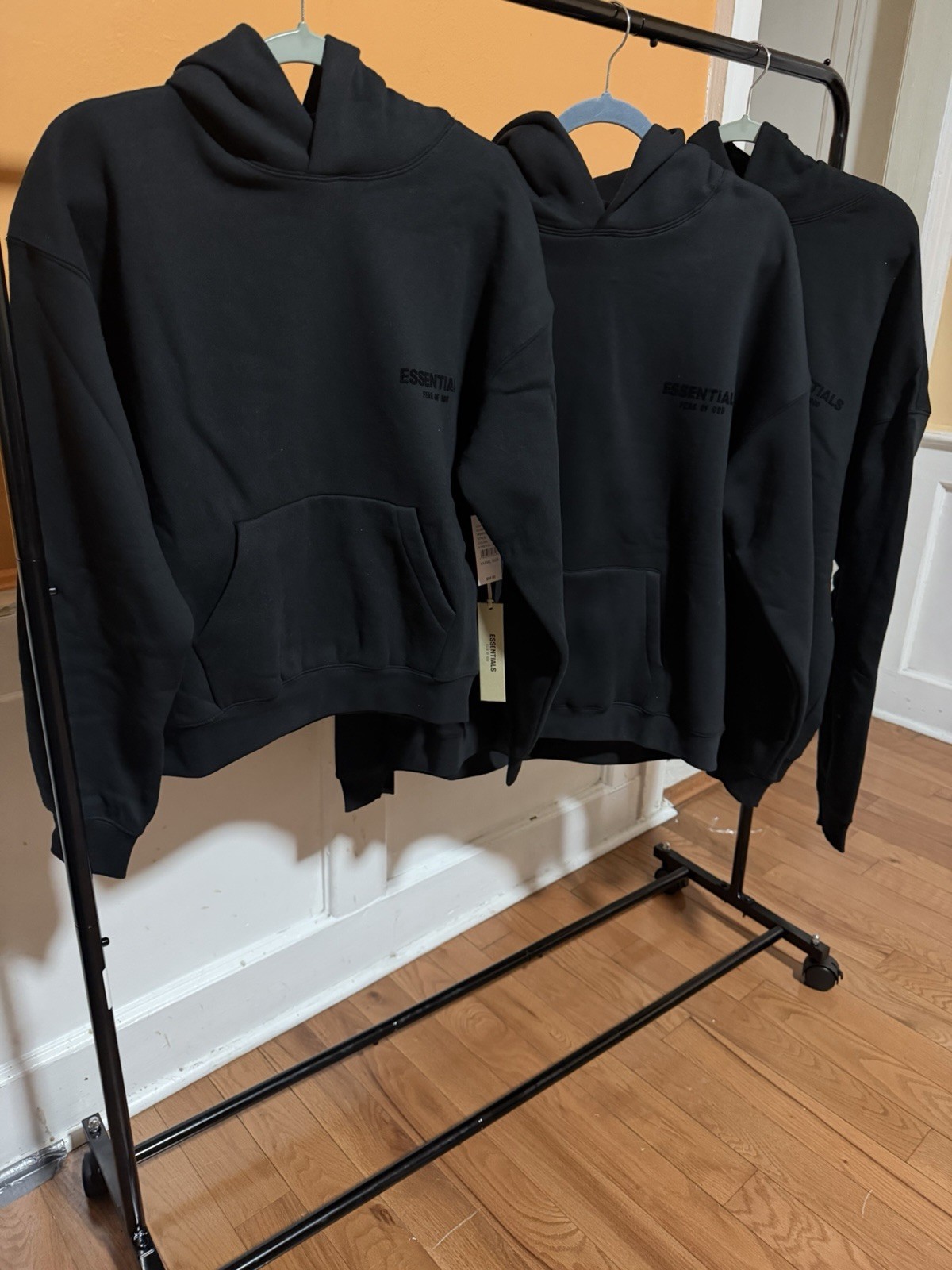 Essentials Fear of God Men's Pullover Fleece Hoodie Black XXL thumbnail 4