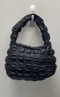 Jason Wu Black Ruched Pleated Gathered Leather Hobo Handbag Gold Hardware
