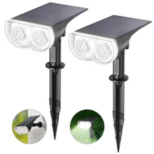 Solar Spot Lights Outdoor IP67 Waterproof, Dusk-to-Dawn, 3 Modes, 2 Pack