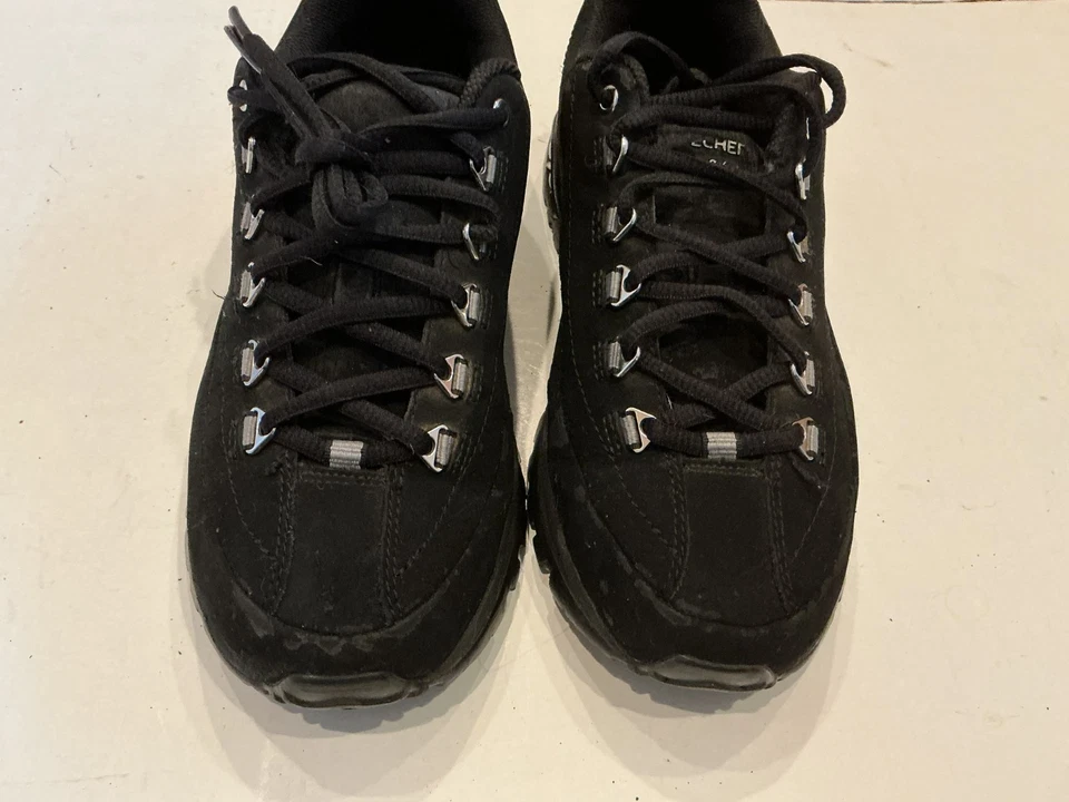 Zapatillas deportivas Skechers Premium para mujer 7,5 SN1718 negras de gamuza con cordones para caminar Foto 4 de 4