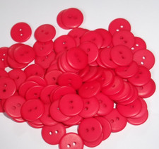 LOT OF 100 RED COLOR 2 HOLE 9/16th INCH BUTTONS, NEW