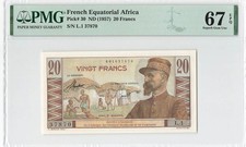 French Equatorial Africa 20 Francs 1957 P-30 PMG 67 EPQ