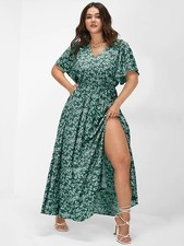Bloomchic Dress 16 Flutter Sleeve Ditsy Floral Split Maxi Summer Cottagecore