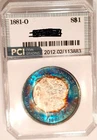 1881-O Rare Date  Gem BU Bright Target  Rainbow Toned Morgan Dollar