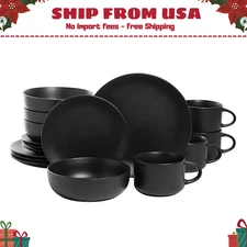 Matte Black Ceramic 16-pc. Dinnerware Set - FREE SHIPPING