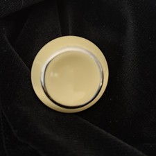 Vintage Ceramic Drawer Cabinet Knobs Tulip Shape Yellow w Silver Accent Ring
