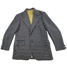 Clubman Mens Size 44R Blue Houndstooth Wool Sport Coat Blazer Abraham  Strauss