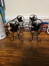 2 mensole vintage in ferro battuto congac in vetro leggi