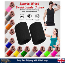 2 x Sports Wrist Sweat Bands Handbands Unisex Fitness Wool Sweatbands Gym Tennis