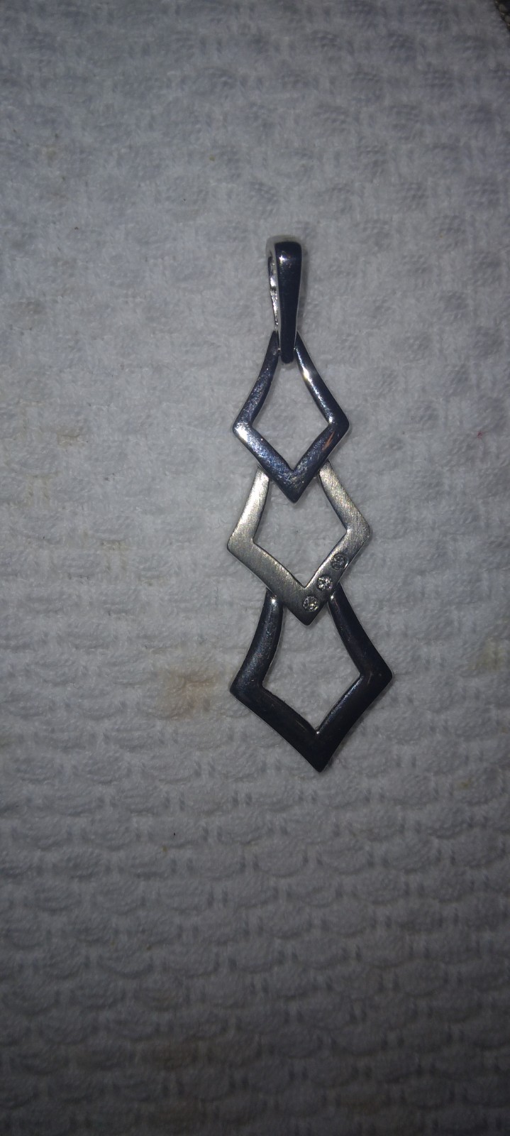 Sterling silver Diamond Shape Pendent / sterling … - image 12