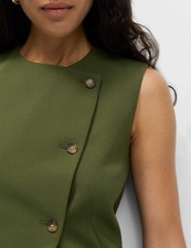 Marks & Spencer Womens Collarless Waistcoat in Olive - M&S