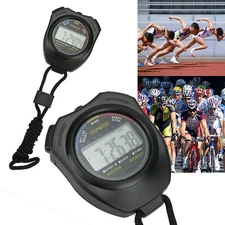 Electric Stopwatch Digital LCD Sports Counter Timer Watch Stop Watch w/ Lanyard