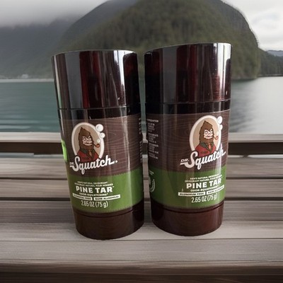 2 pack Dr. Squatch Men's Natural Deodorant Pine Tar Aluminum Free 2.65 oz