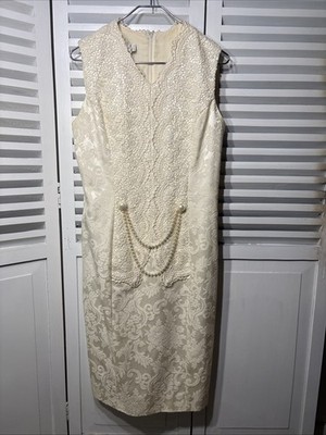 80s JESSICA MCCLINTOCK Bridal Rehearsal Lace Wedding Brocade Dress 12 USA