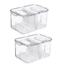  Food Storage Containers Fridge Produce Saver, Stackable 2 pack 2800ML