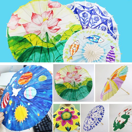 2 Pezzi Ombrelli da Ballo per Bambini Sposa Carta Ombrelli per Sole Giapponese - Foto 5 di 12