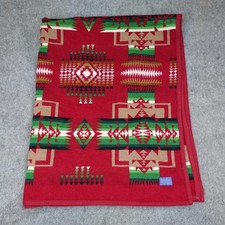 Vintage Pendleton Beaver State Wool Blanket Red Aztec Southwest Chief Joseph