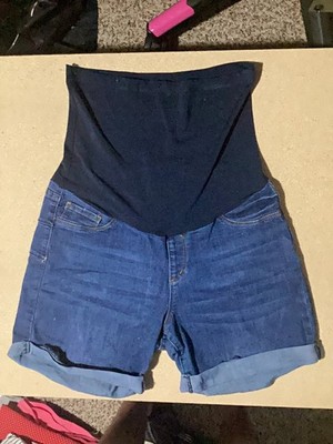 SONG Maternity Denim Shorts with Stretch Waistband