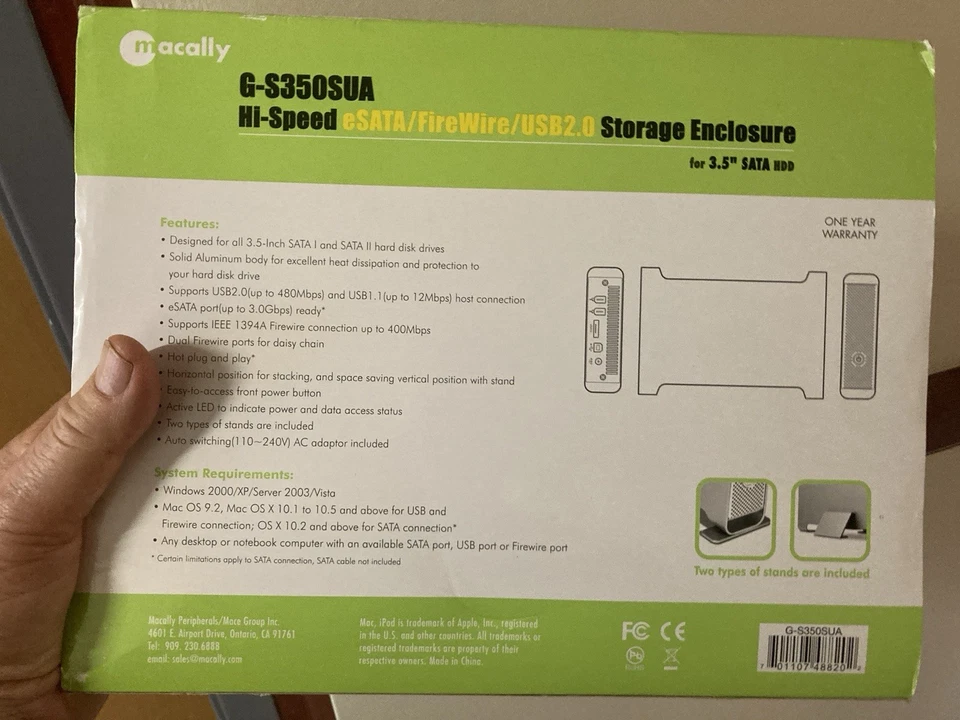 Macally G-S350SUA Hi-Speed eSATA/FireWire/USB2.0 Storage Enclosure for 3.5" NIB - Image 2 of 4