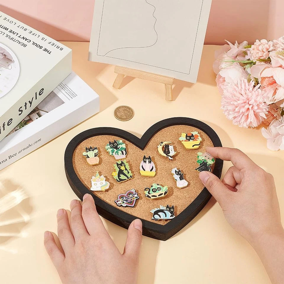 Pin Board Heart Cork Board Bulletin Display Board, 0.8" Thick Wall Mounted Co... - Image 3 of 4