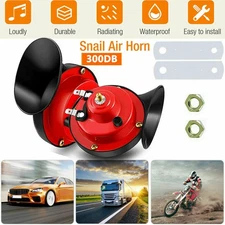 2x 12V 300DB Super Loud Train Horn Waterproof Motorcycle Car Truck SUV Boat Red
