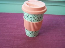 IQ Accessories Ceramic travel mug, silicone lid/ thermal sleeve, EUC