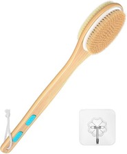 2 Shower Brush with Soft and Stiff Bristles Dual-Sided Long Handle Back Scrubber