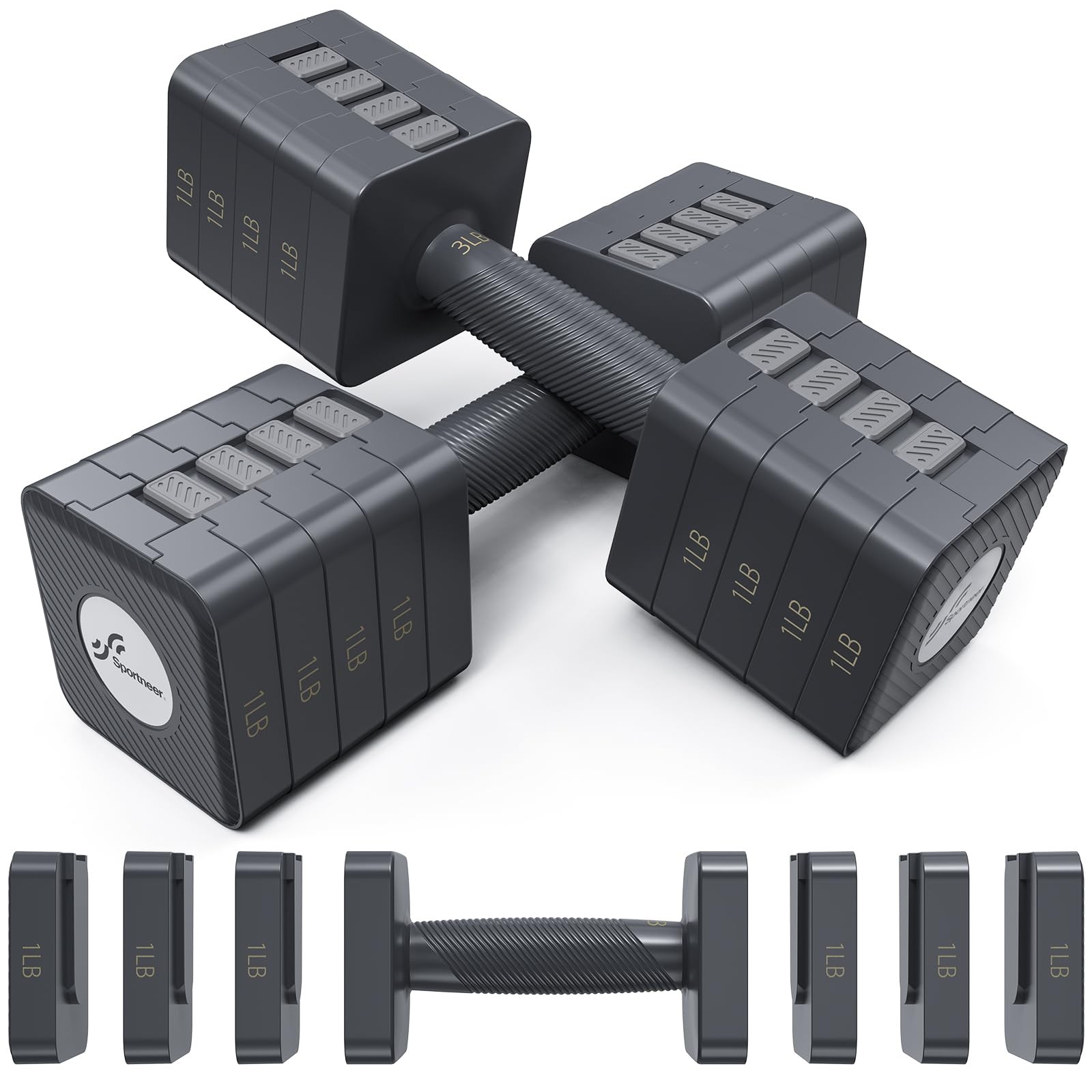 Adjustable Dumbbell Set 5 in 1 10 LB Free Weights for Home Gym Fitness