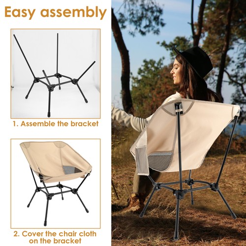 Camping Chair Lightweight Folding Fishing Chair Breathable Backpacking PrbTY - Picture 10 of 22