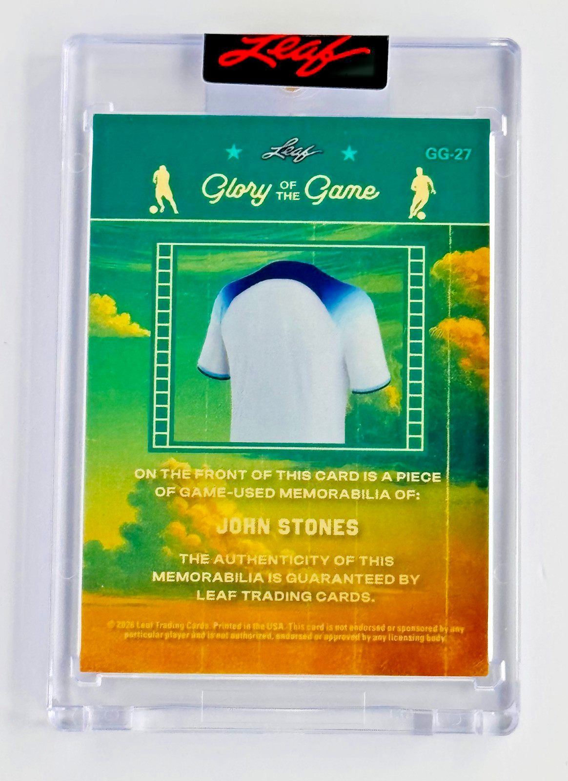 2026 Leaf World Cup John Stones Match-Worn England Patch /40 Manchester City SP view 5