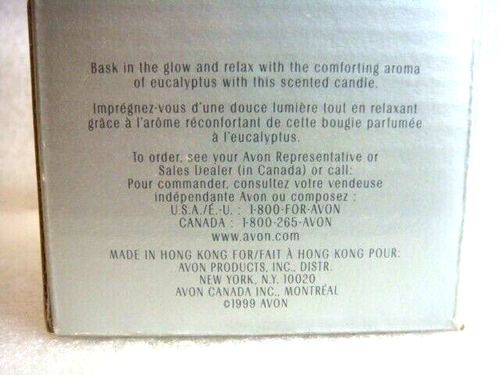 NIB AVON AROMOTHERAPY Nurturing Eucalyptus Scented PILLAR CANDLE 3" x 3" - Picture 2 of 4