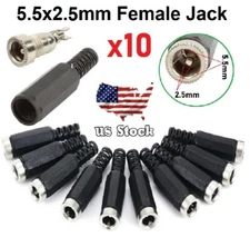 10 pcs 2.5mm x 5.5mm Female DC Power Plug Socket Jack Connector Adapter