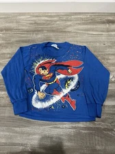 Vtg 1991 Superman PCA Apparel Long Sleeve Shirt Sz 8 Toddler DC Comics Blue Rare