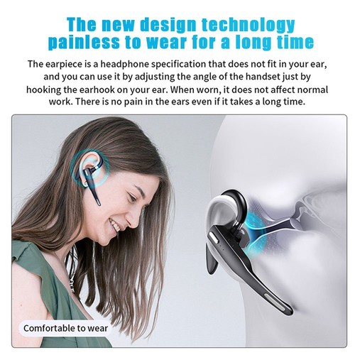 Bluetooth V5.1 Headset Wireless Earphone Stereo Handsfree Mic For Driving Office - Picture 8 of 17