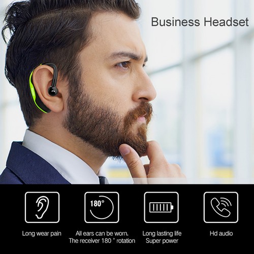Bluetooth Headset Wireless Earphones Hands Free Noise Cancelling Earbud with Mic - Picture 12 of 12