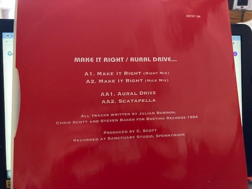 All Things Nice – Make It Right / Aural Drive 12" (1994 progressive house) - Picture 2 of 2