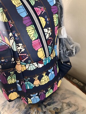 Loungefly Disney Princess Dress Closet Mini Backpack Zip Pocket Adjustable Strap Loungefly Disney Princess Cinderella Mice Sewing Pink Dress  main image 4