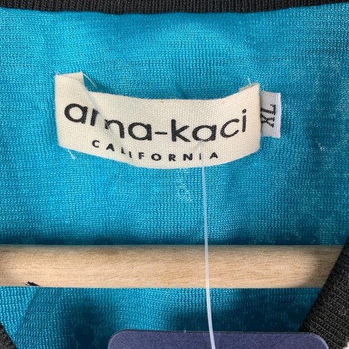 Anna-Kaci Jacket Turquoise Sequin Collar Rib Trim Zip Pockets Lined Size XL NEW - Picture 12 of 12