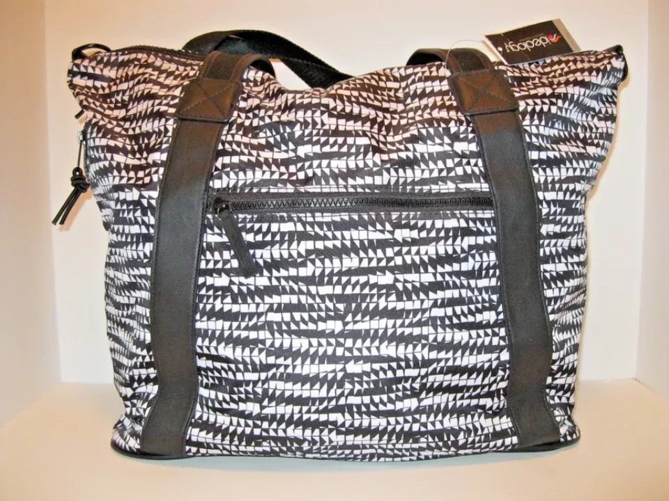 Ideology Duffel Satchel Tote Geo Print Shoe Compartment Black White - Image 4 of 4