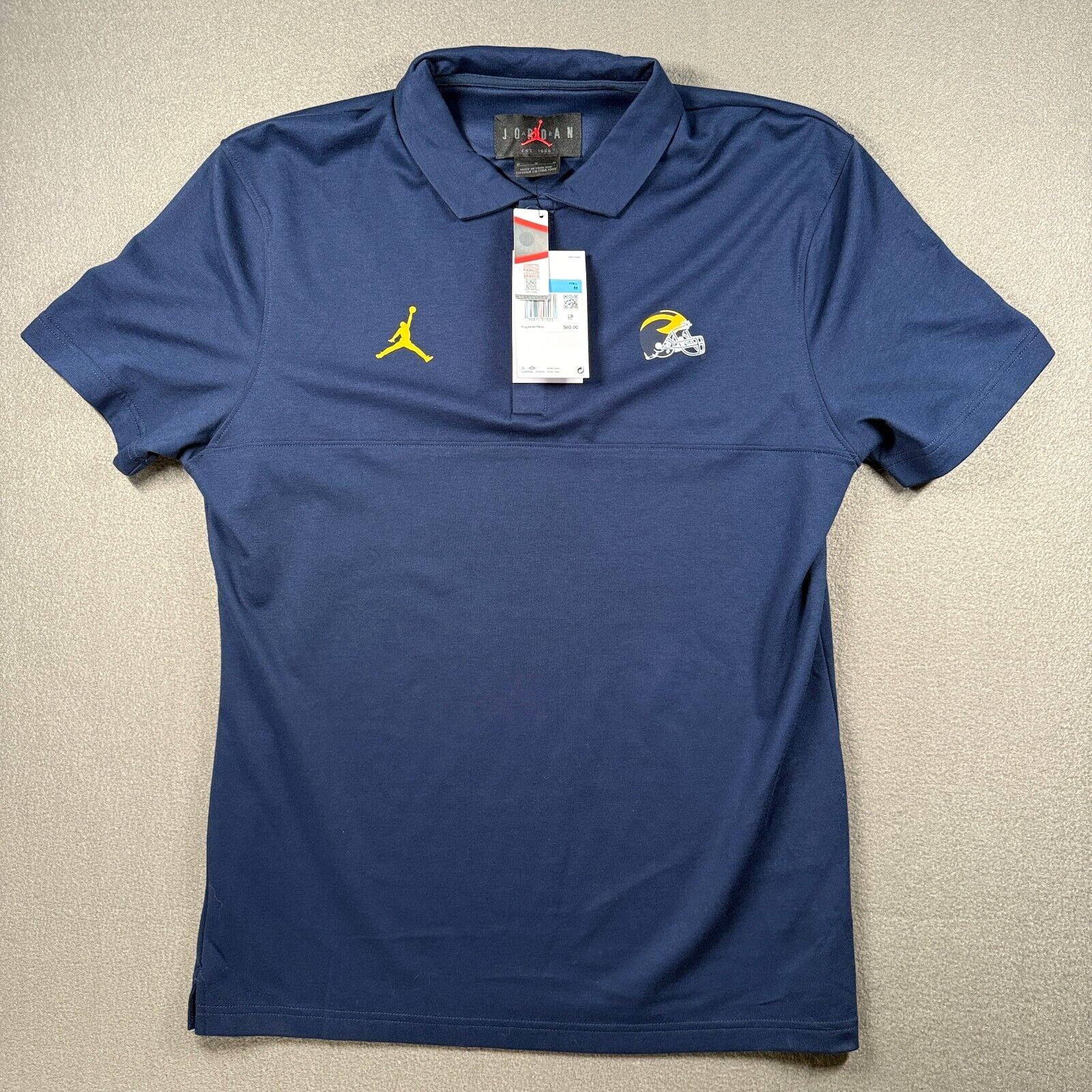 Nike Air Jordan Michigan Wolverines Golf Polo Men’s M Blue Gold