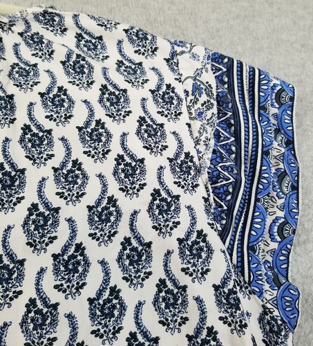 Top Mujer Daniel Rainn Extra Grande XL Azul Blanco Floral Primavera Verano Boho - Imagen 7 de 13