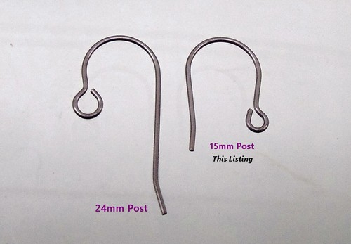 Pure TITANIUM Ear Wires French Hooks w/ Open Loop ~ Grade 1 No Nickel 15mm Post - Picture 4 of 7
